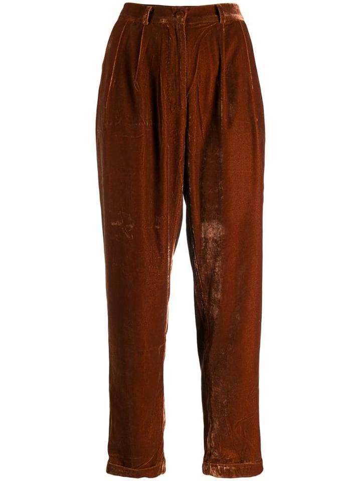 Mes Demoiselles Textured Cropped Trousers - Orange