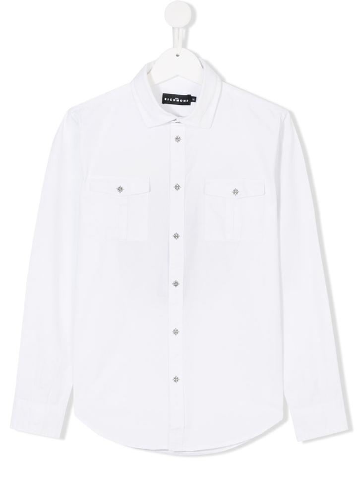 John Richmond Kids Teen Embellished Skull Shirt - White