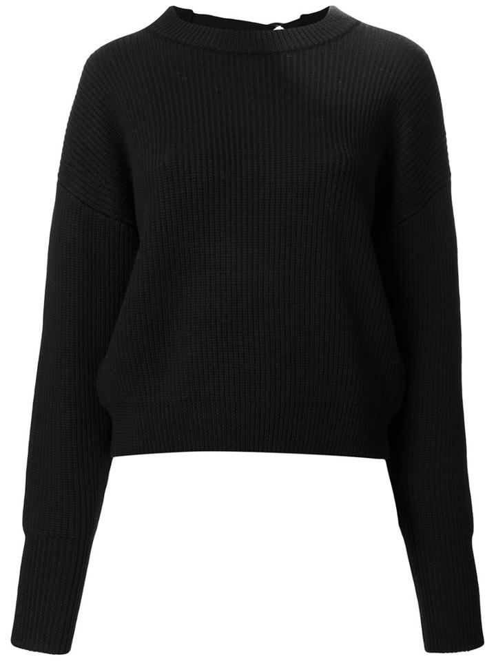 Le Ciel Bleu 'back Tape' Sweater, Women's, Size: 36, Black, Wool