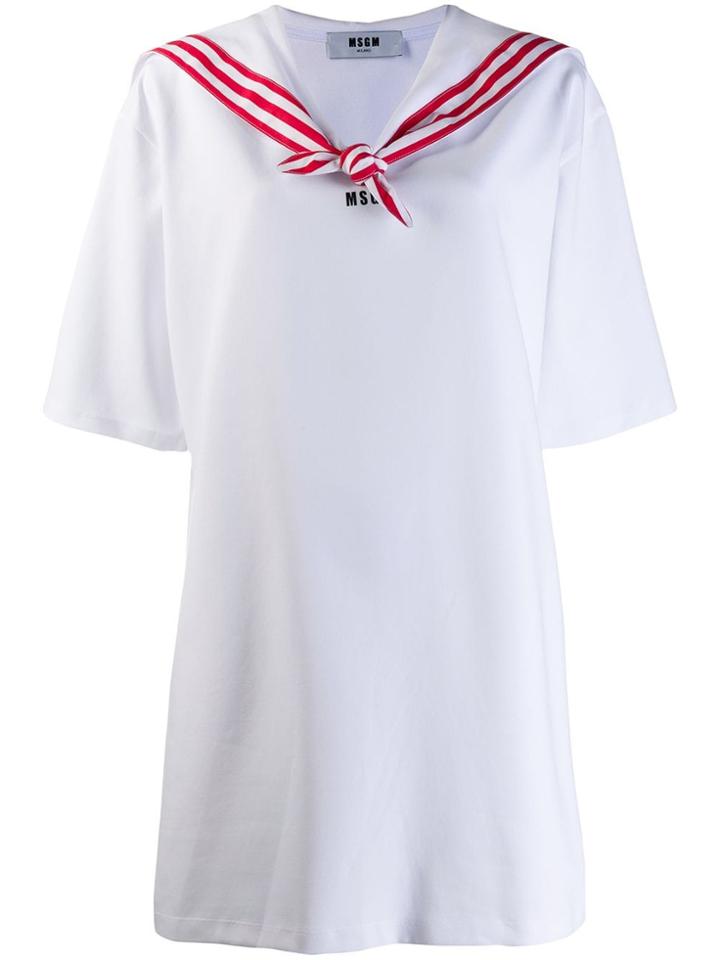 Msgm Sailor Style T-shirt Dress - White