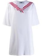 Msgm Sailor Style T-shirt Dress - White