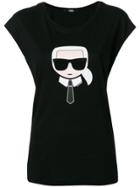 Karl Lagerfeld Embellished Head Print T-shirt - Black