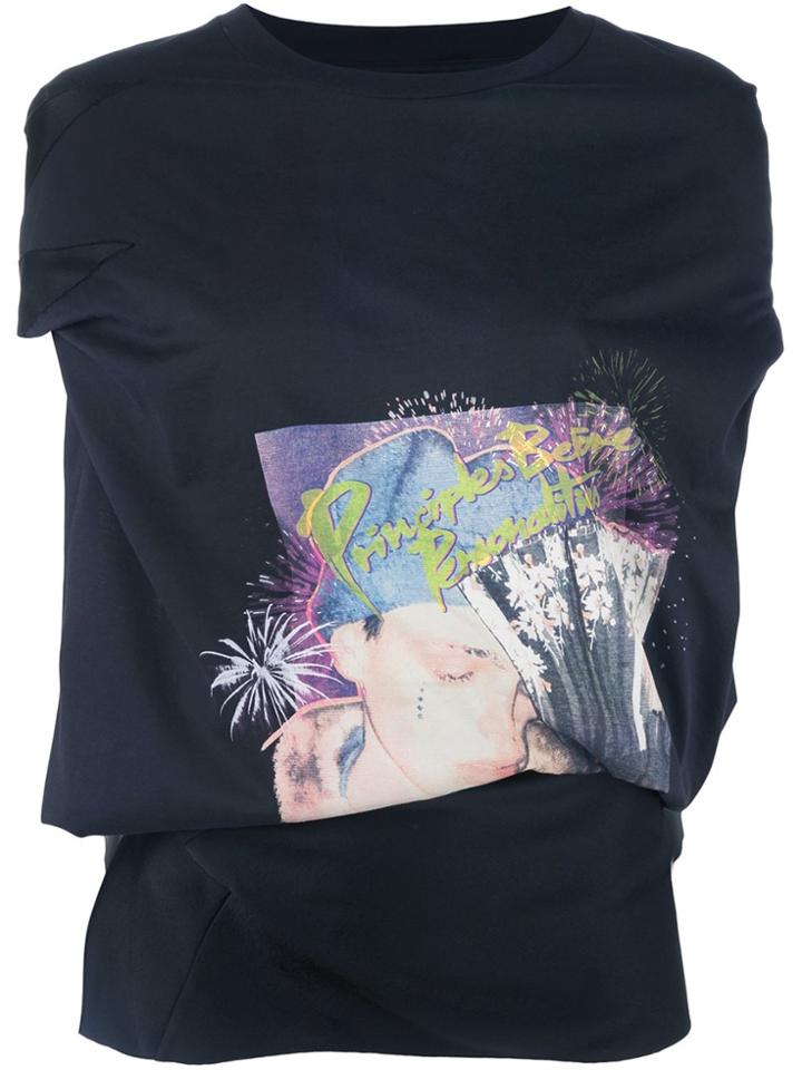 Maison Margiela Printed Cut Out Detail Top - Black