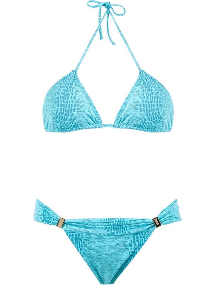Brigitte Printed Triangle Bikini Set, Women's, Size: Gg, Blue, Polyamide/spandex/elastane