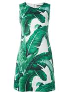 Dolce & Gabbana Banana Leaf Brocade Dress, Women's, Size: 38, Green, Cotton/silk/spandex/elastane