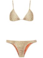 Adriana Degreas - Velvet Bikini Set - Women - Polyamide/spandex/elastane - P, Beige, Polyamide/spandex/elastane