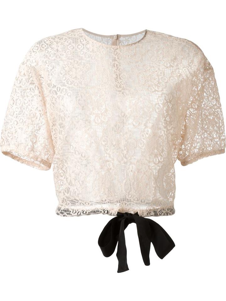 Red Valentino Floral Lace Cropped Top