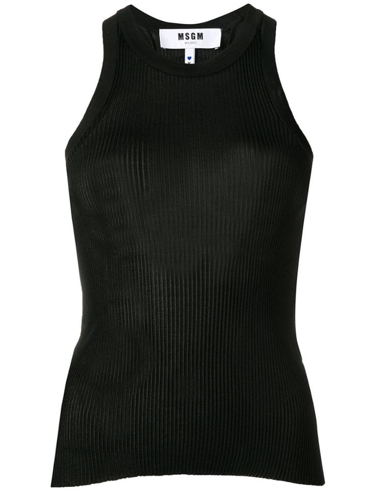 Msgm Ribbed Knit Tank Top - Black
