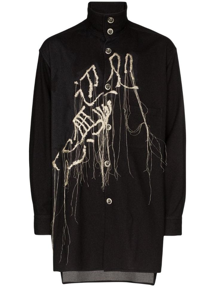 Yohji Yamamoto Embroidered Shirt Jacket - Black