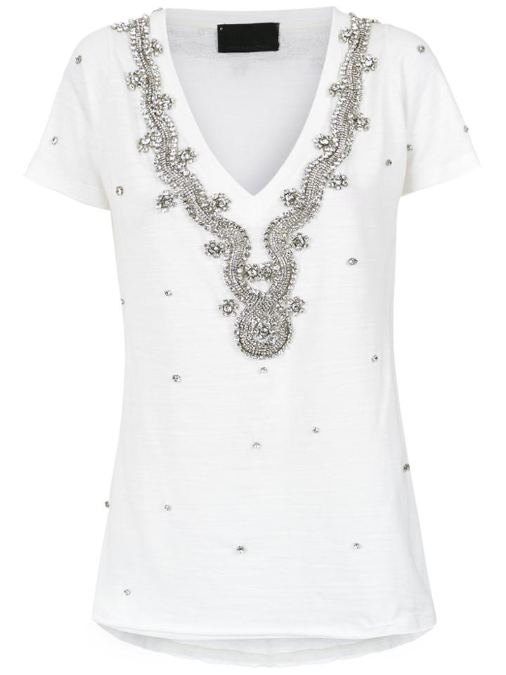 Andrea Bogosian Strass Embellished T-shirt - White