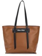Miu Miu Front Logo Tote Bag - Brown