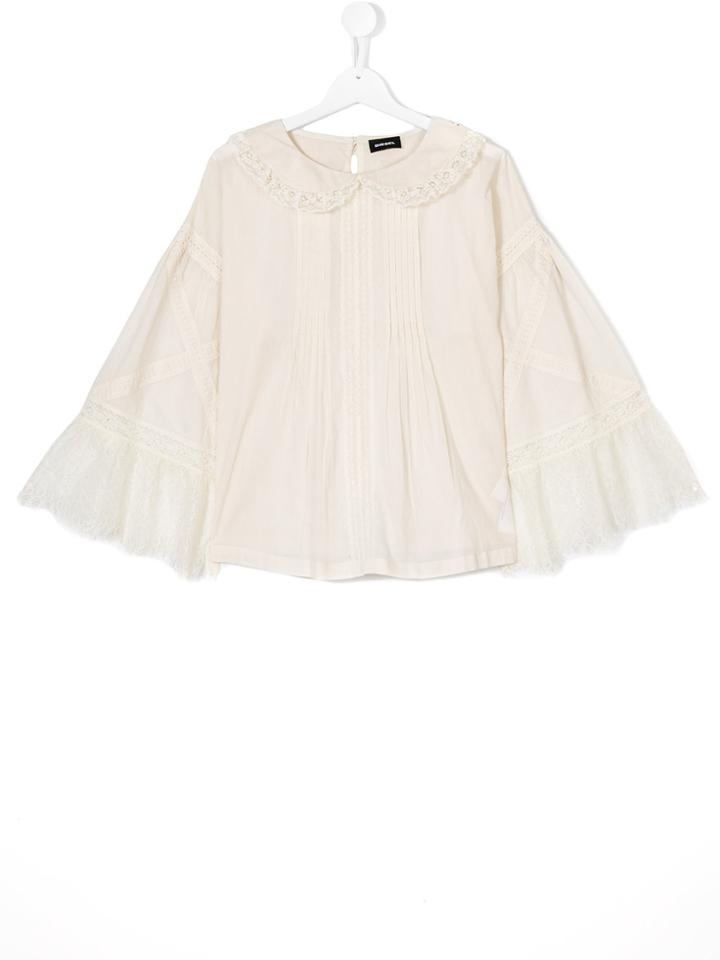 Diesel Kids Lace Trim Blouse - White