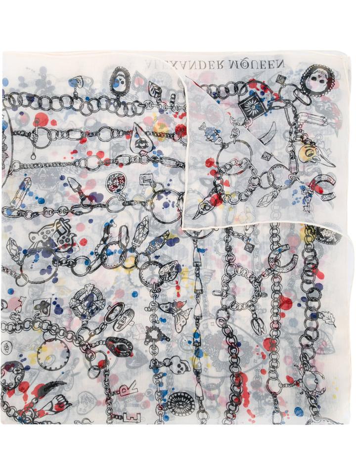 Alexander Mcqueen Voodoo Charms Scarf, Women's, Nude/neutrals, Silk