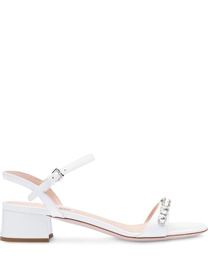 Miu Miu Patent Leather Sandals - White