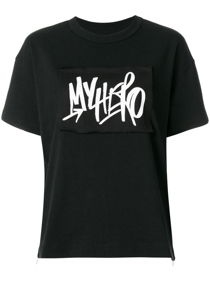 Sacai - Slogan T-shirt - Women - Cotton - 2, Black, Cotton