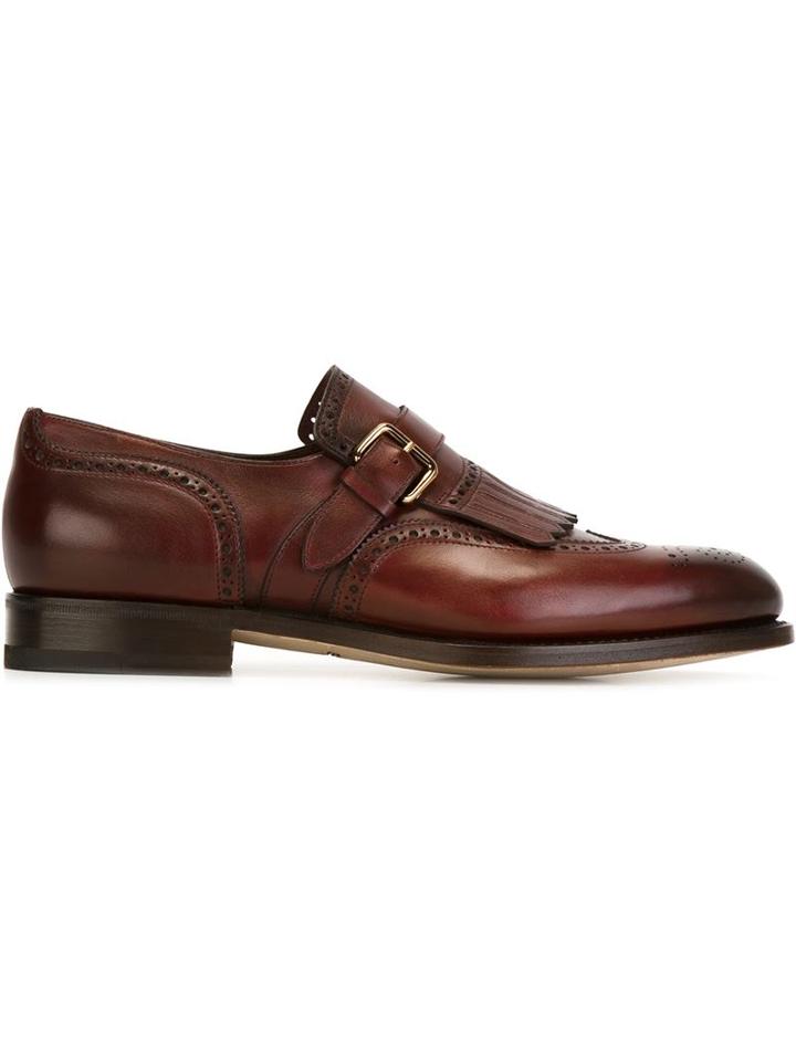 Santoni Fringed Buckled Brogues