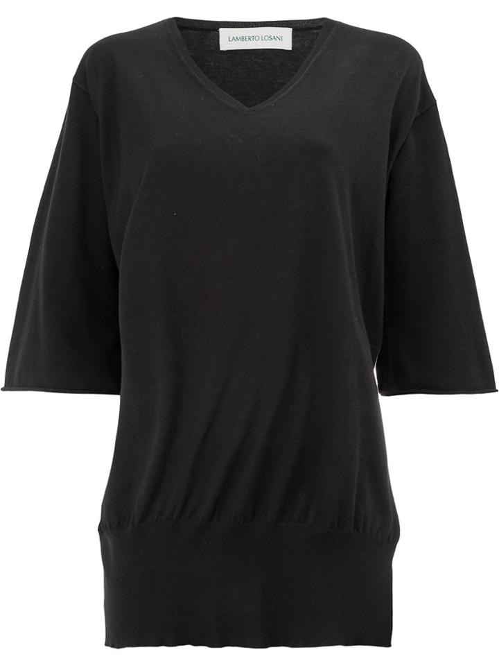 Lamberto Losani Shortsleeved V-neck Pullover - Black
