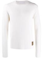 Helmut Lang Slim Fit Ribbed Knit Jumper - White