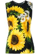 Dolce & Gabbana - Sunflower Print Tank Top - Women - Viscose - 38, Women's, Black, Viscose