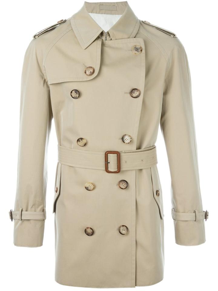 Alexander Mcqueen Buttoned Short Trench Coat - Nude & Neutrals