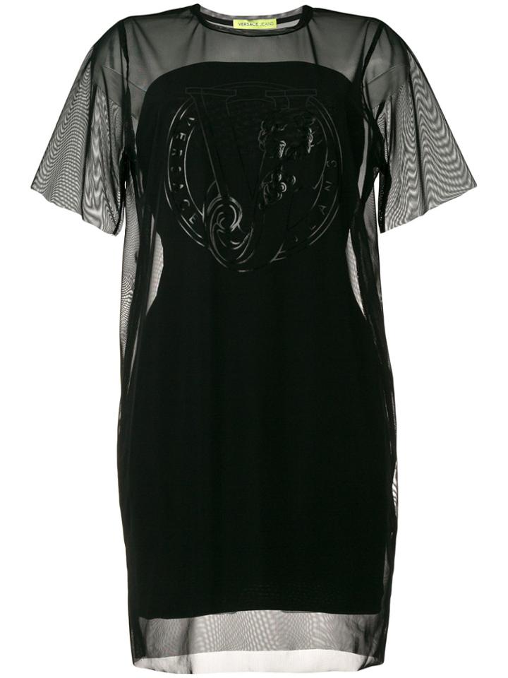 Versace Jeans Sheer-panel Shift Dress - Black