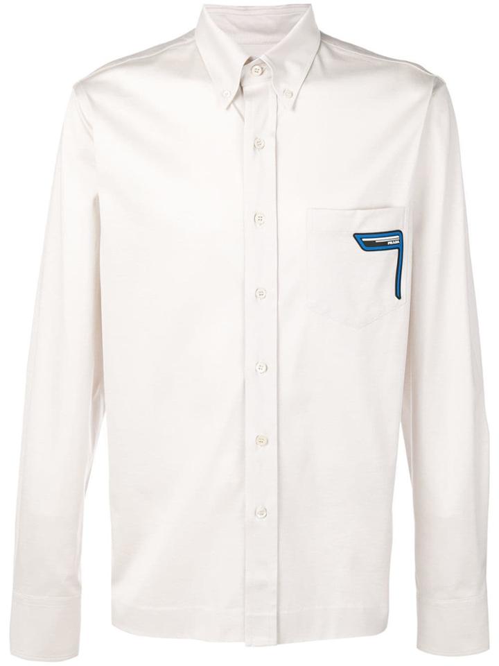 Prada Logo Patch Buttondown Shirt - Neutrals