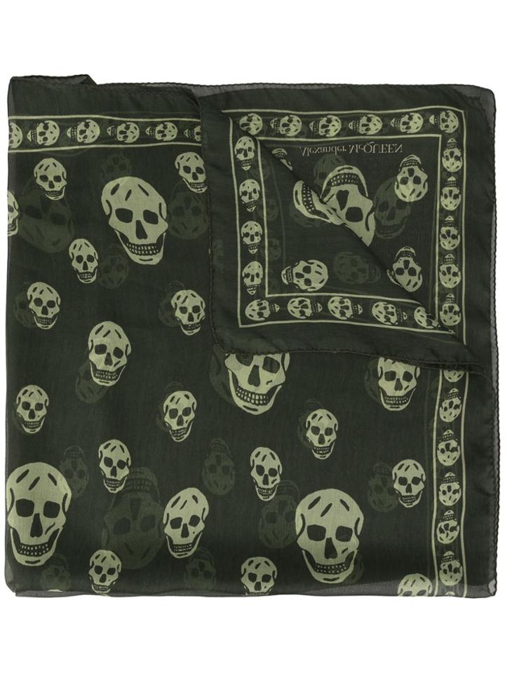 Alexander Mcqueen Skulls Printed Scarf - Green