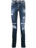 Philipp Plein Distressed Stripe Detail Jeans - Blue