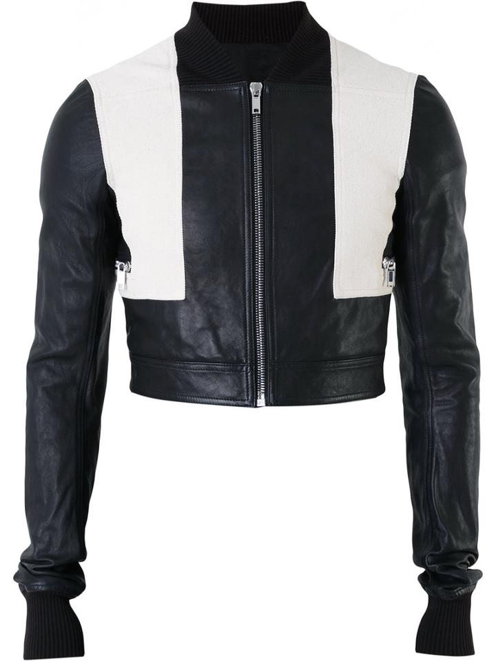 Rick Owens - Cropped Bomber Jacket - Men - Cotton/goat Skin - 46, Black, Cotton/goat Skin