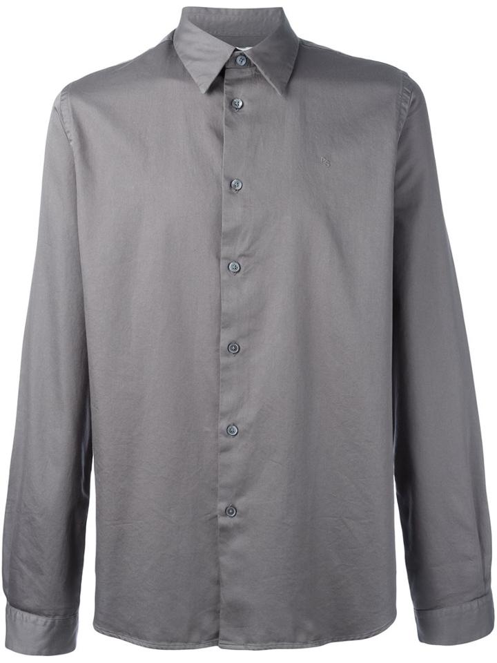Ps By Paul Smith Classic Button Down Shirt, Men's, Size: Large, Grey, Cotton