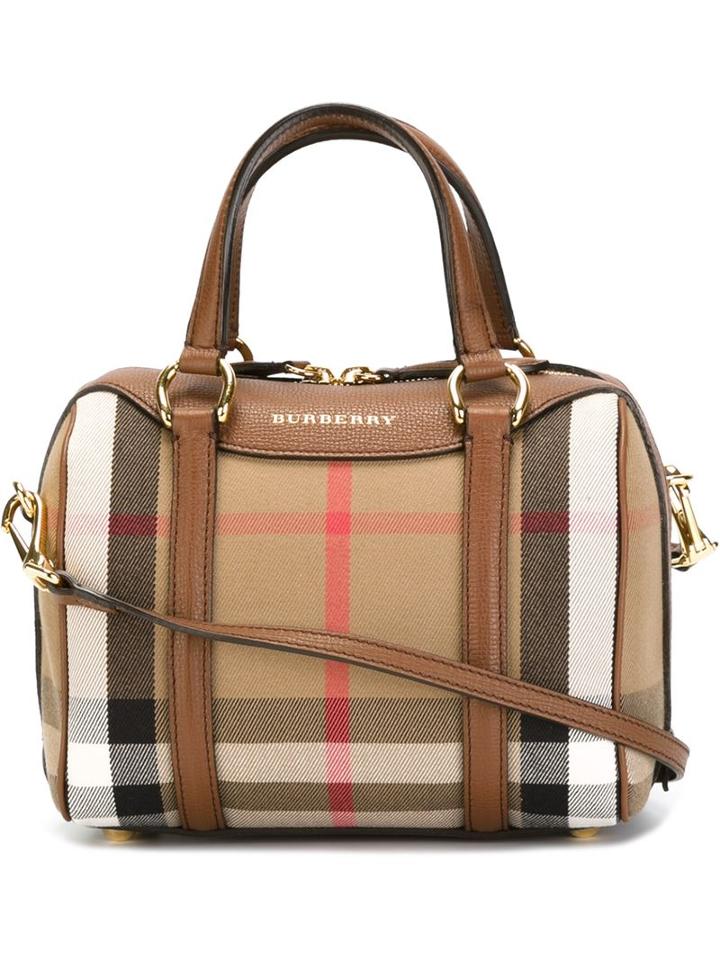 Burberry 'haymarket' Print Bowling Bag, Women's, Nude/neutrals