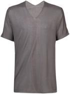 Label Under Construction V-neck Semi-sheer T-shirt - Grey