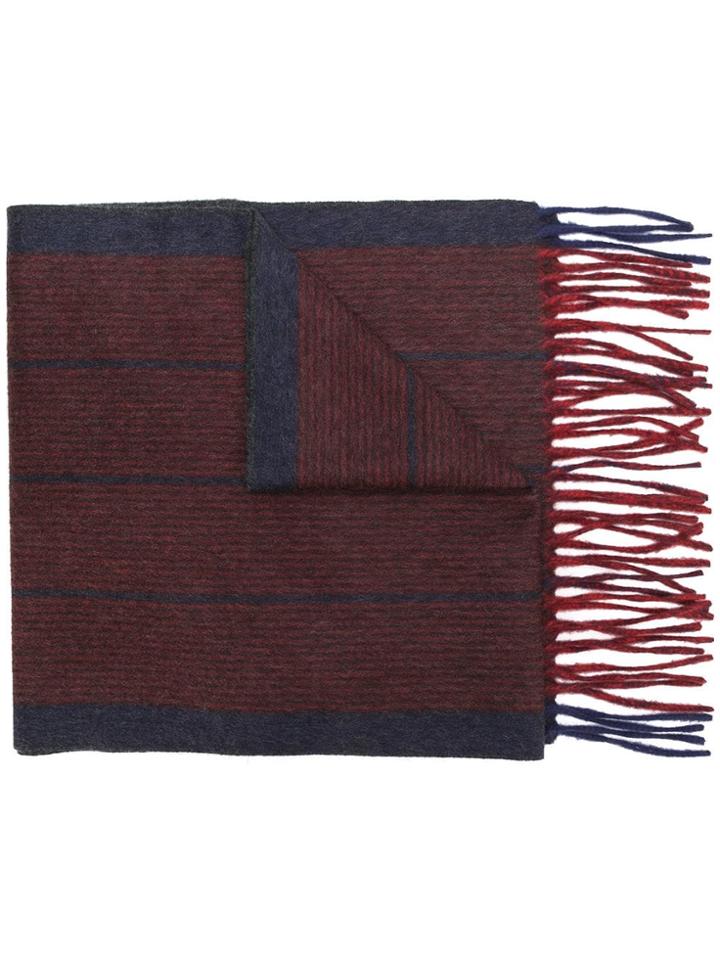 Salvatore Ferragamo Striped Scarf - Red