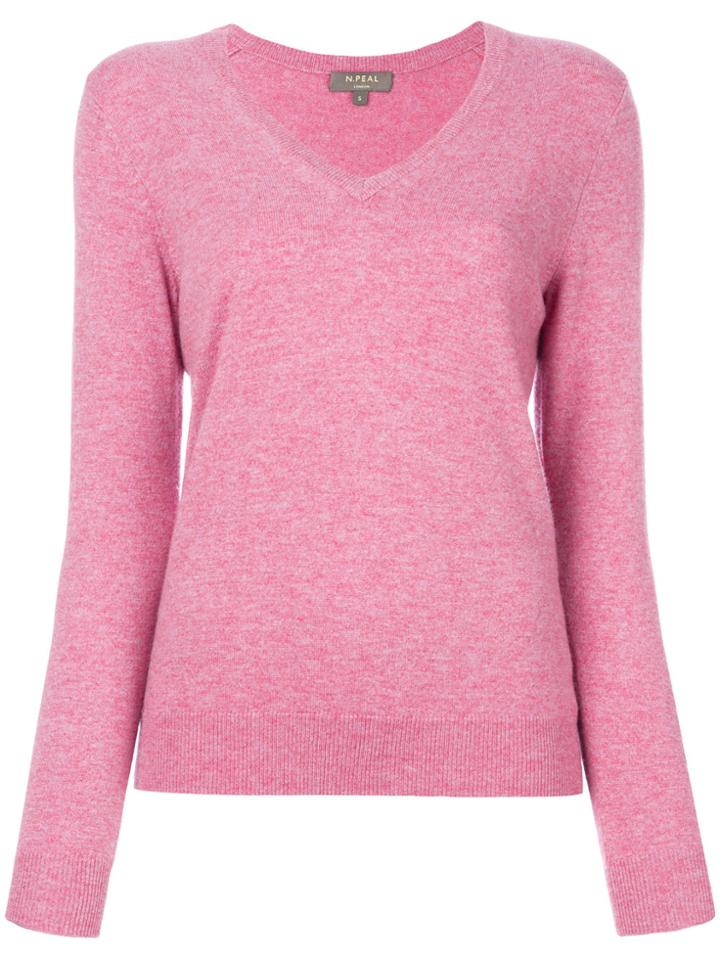 N.peal V-neck Sweater - Pink & Purple