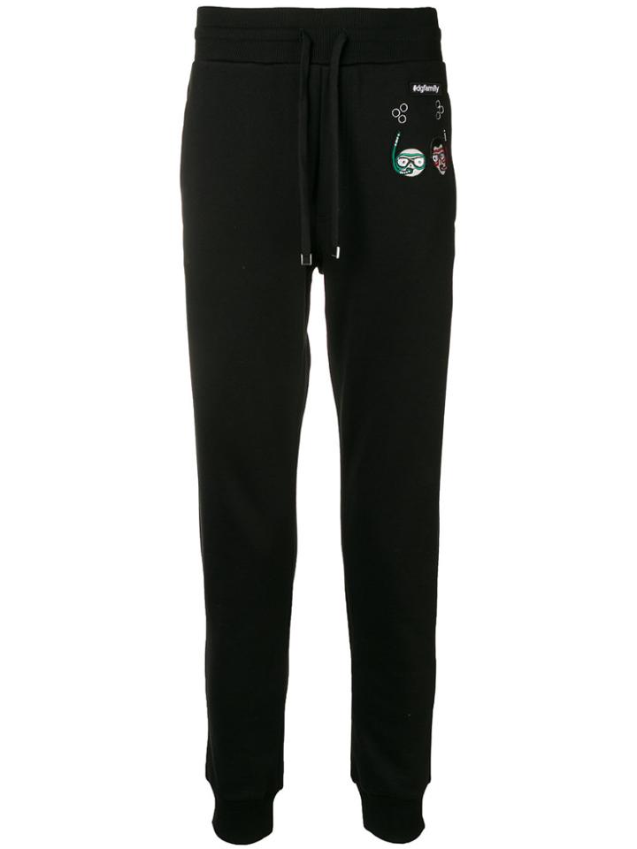 Dolce & Gabbana Dg Family Embroidered Joggers - Black