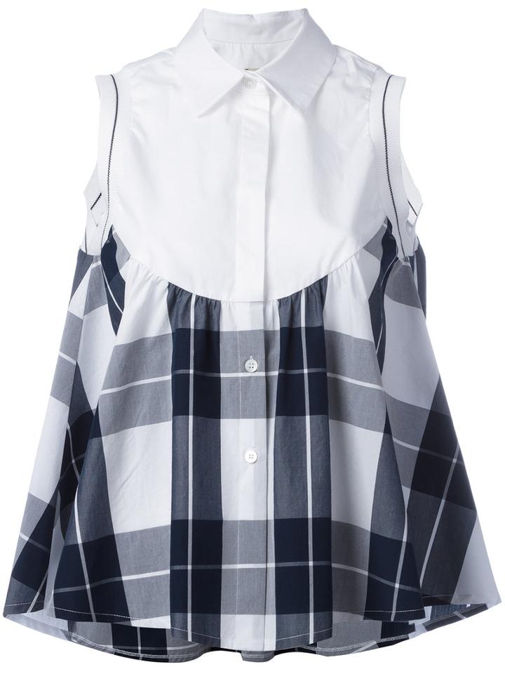 I'm Isola Marras Checked Ruffled Shirt, Women's, Size: 44, White, Cotton/viscose/polyester