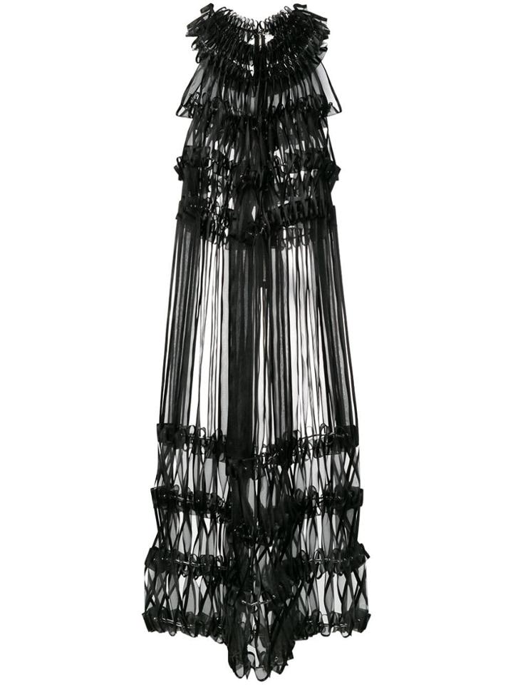 Comme Des Garçons Noir Kei Ninomiya Ribbon Embellished Midi Dress -