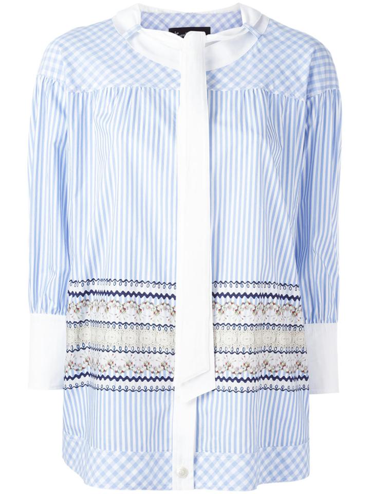 Rossella Jardini Contrast Pattern Top - Blue