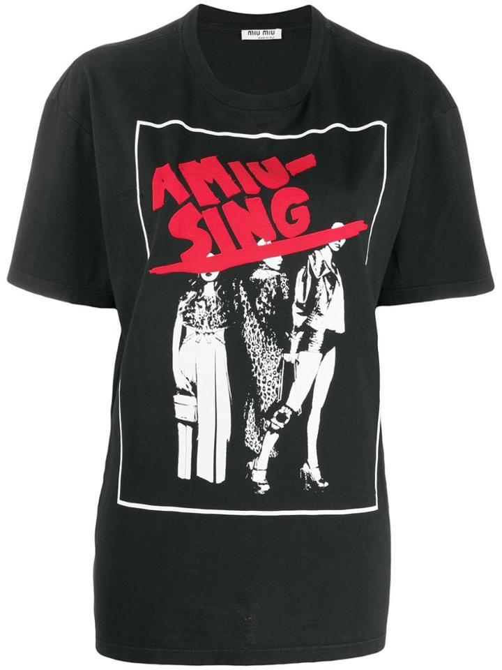 Miu Miu Graphic Print T-shirt - Black