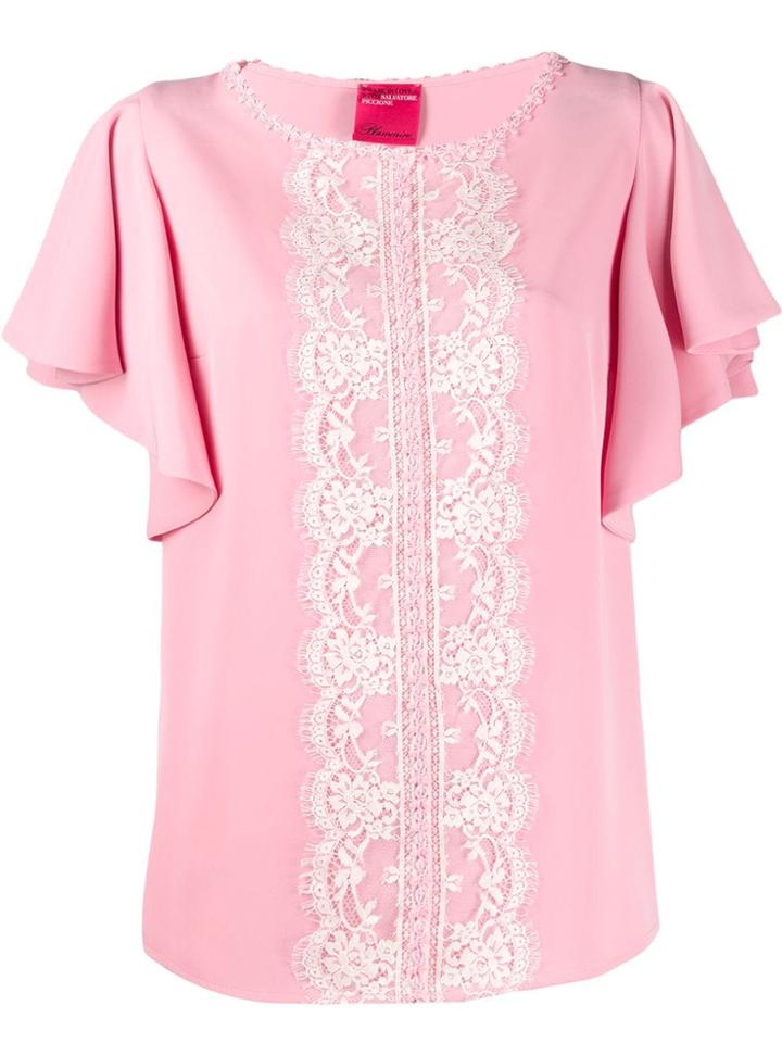Blumarine Embroidered Short-sleeve Top - Pink
