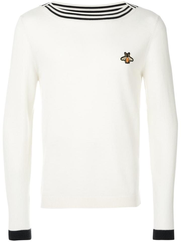 Gucci Bee Embroidered Boat Neck Sweater - White