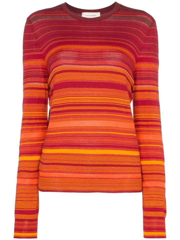 Wales Bonner Striped Long Sleeved T-shirt - Red