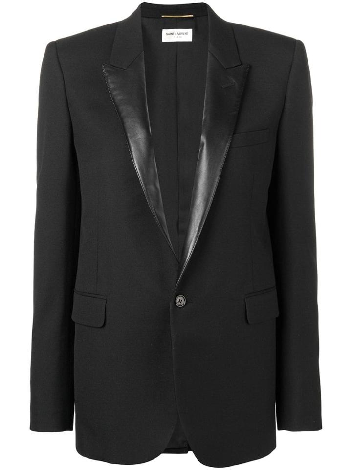 Saint Laurent Contrast Lapel Blazer - Black