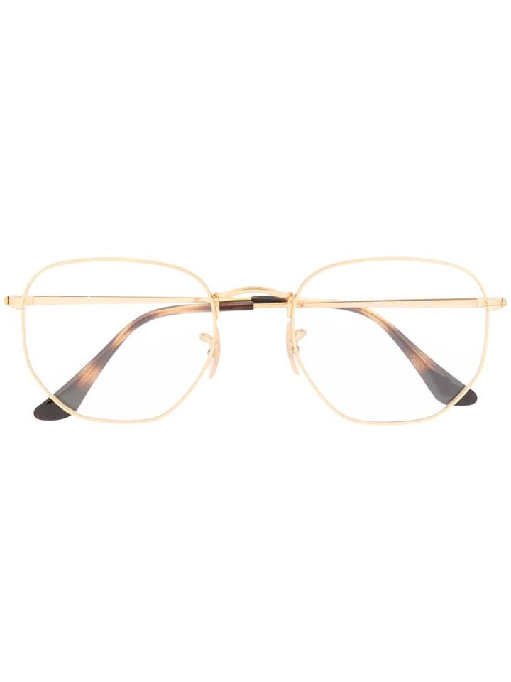 Ray-ban Matte-finish Hexagonal Frame Sunglasses - Gold