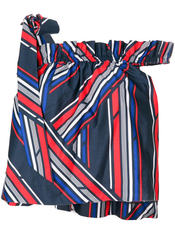 Tommy Hilfiger Striped Asymmetric Top - Blue