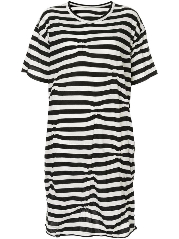 Y's Striped Longline T-shirt - White