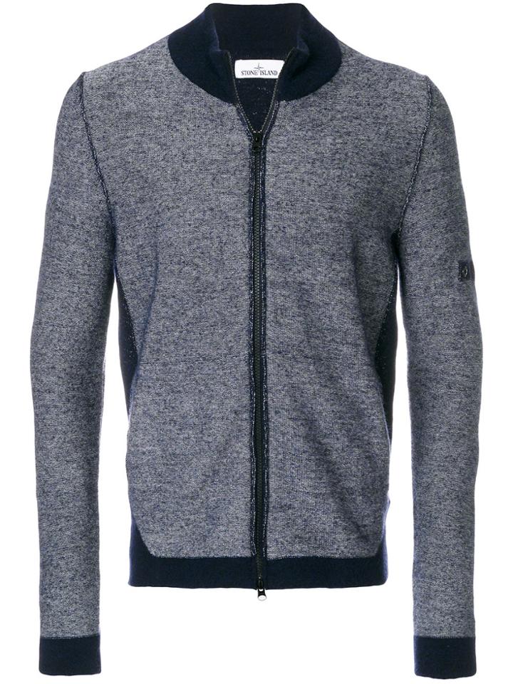 Stone Island Zipped Knitted Cardigan - Blue