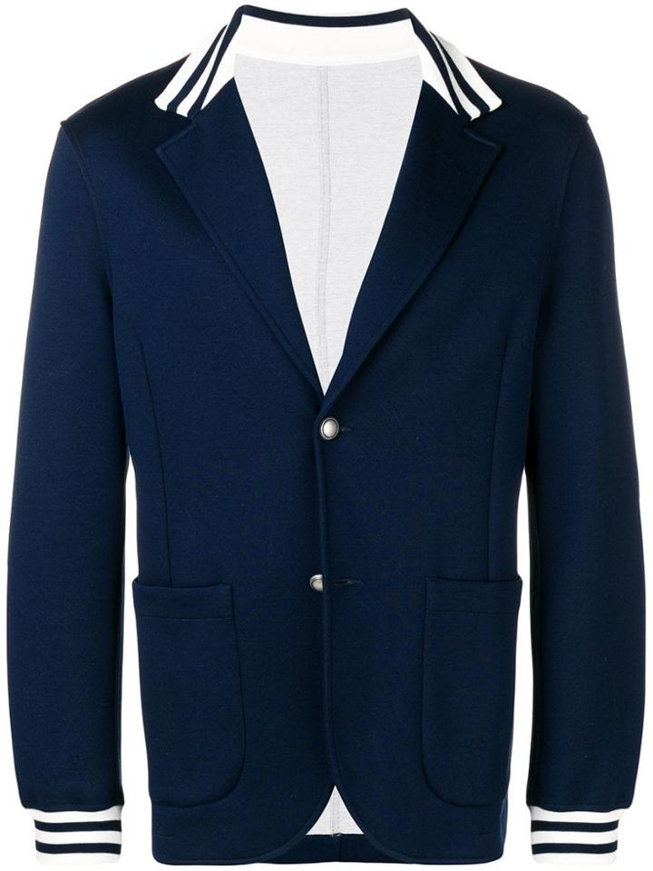 Eleventy Striped Collar Blazer - Blue