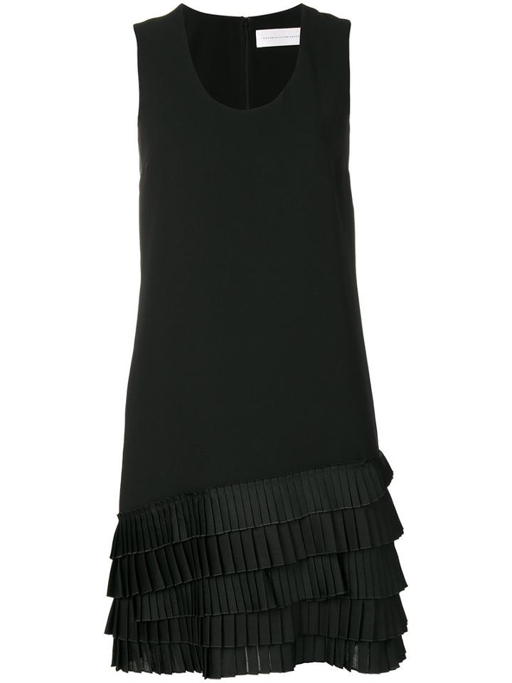 Victoria Victoria Beckham - Pleated-hem Dress - Women - Silk/cotton/polyester - 10, Black, Silk/cotton/polyester