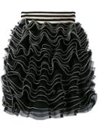 Alexander Mcqueen Knitted Ruffle Mini Skirt, Women's, Size: Xs, Black, Viscose/polyester/polyamide/silk